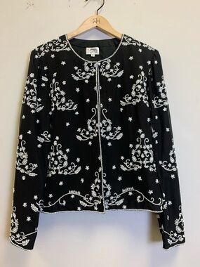 Sean Collection Black Beaded Embroidered Evening Jacket